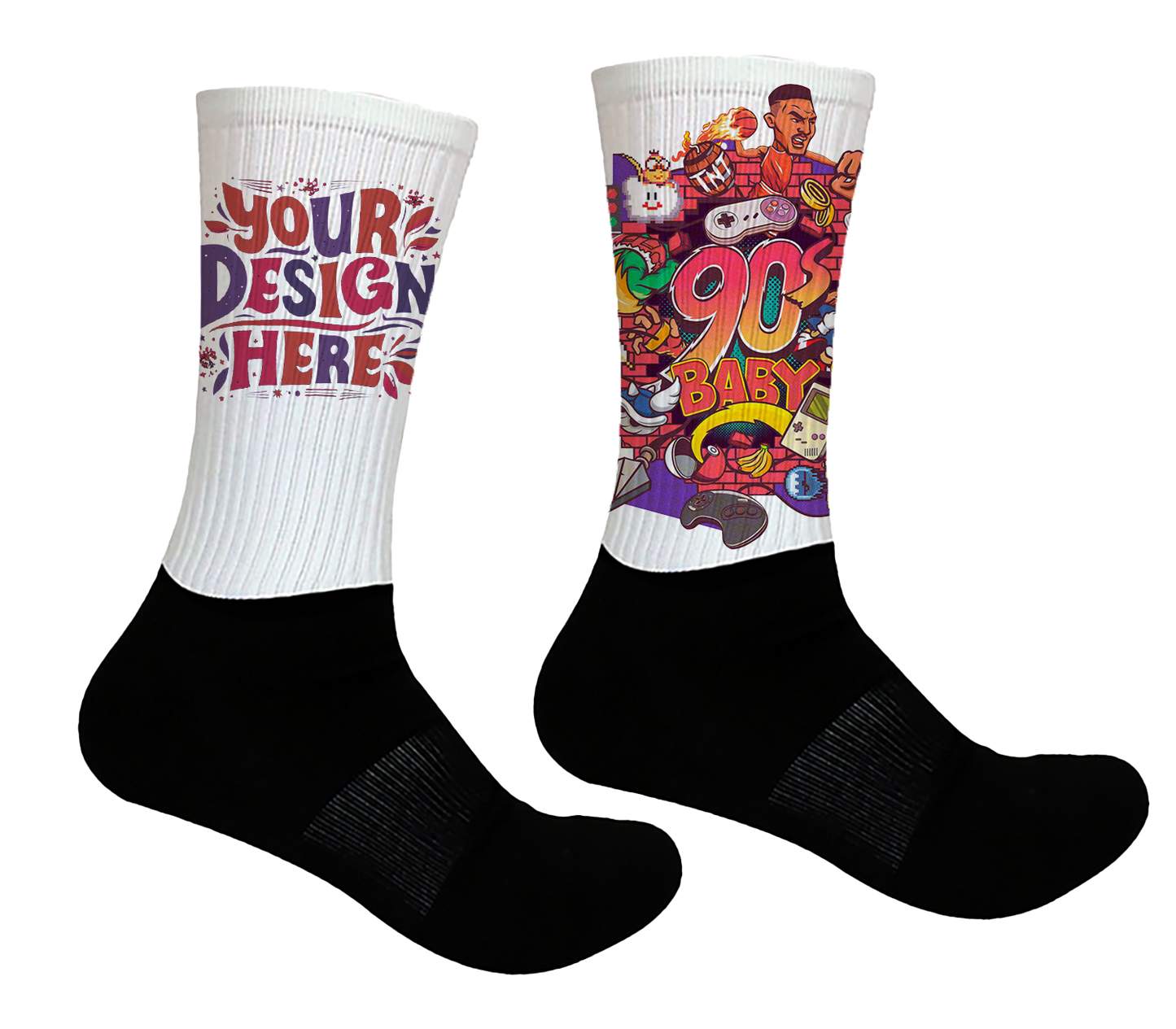 Athletic Crew Custom Socks (Side Placement)